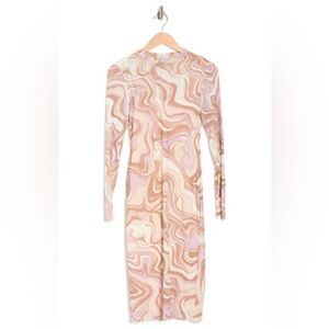 AFRM Swirl Print Midi Dress - Pink and Cream